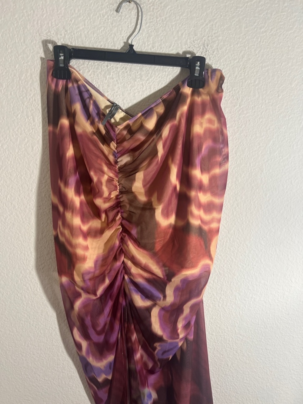 Anthropologie Ruched Side-Slit Maxi Skirt Sz XL bodycon chic party vacay - Picture 4 of 9